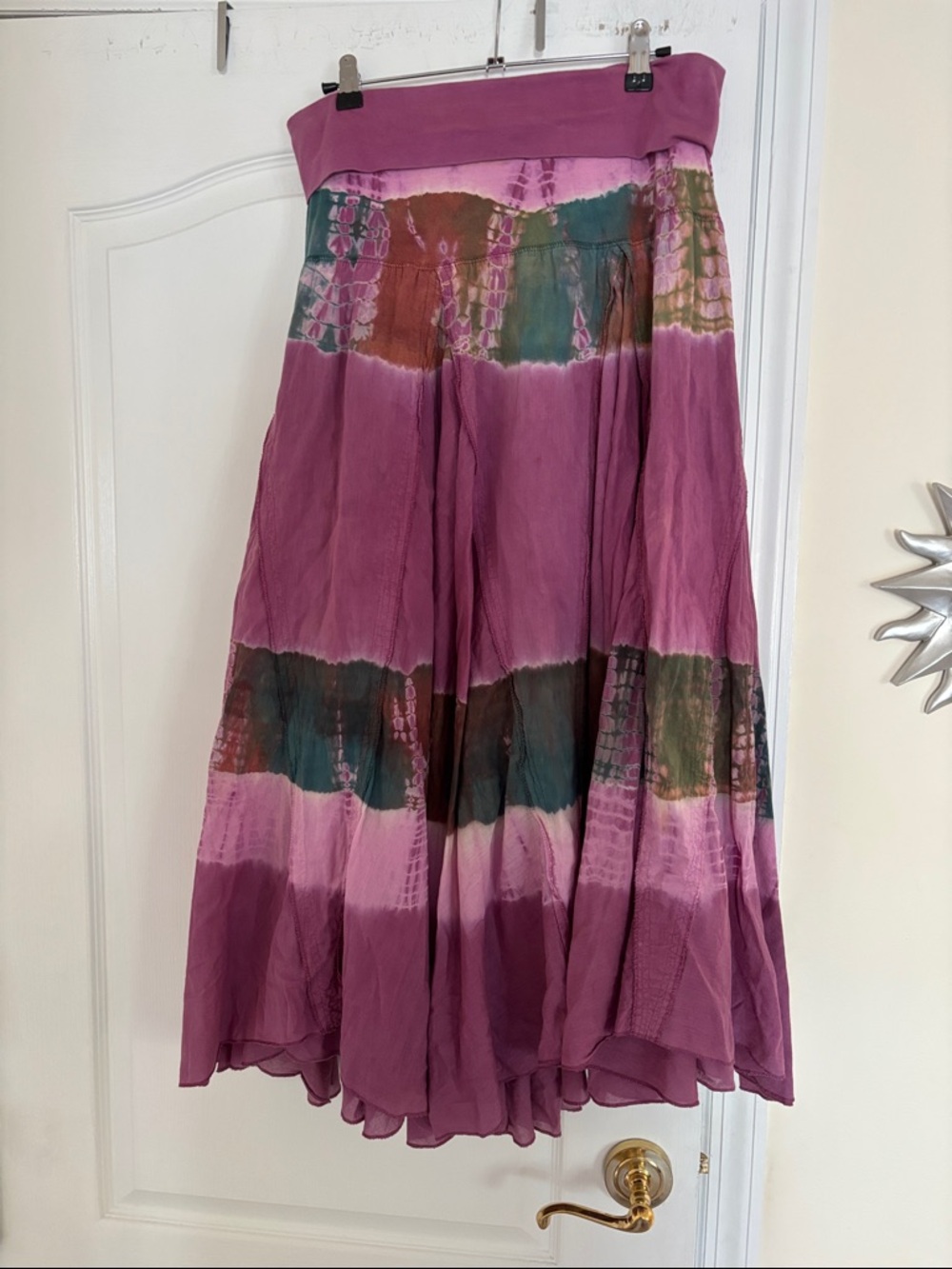 BABA LOS ANGELES LADIES PURPE TIE DYE BOHO MAXI SKIRT-L